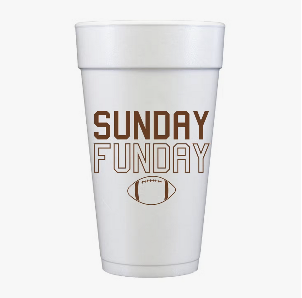 Sunday Funday Football Foam Cups - Set of 10