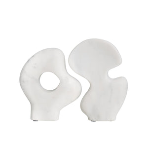Marble Sculptures, White, Set of 2