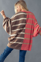 Load image into Gallery viewer, Two Tone Stripe Drop Shoulder Sweatshirt

