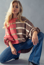 Load image into Gallery viewer, Two Tone Stripe Drop Shoulder Sweatshirt
