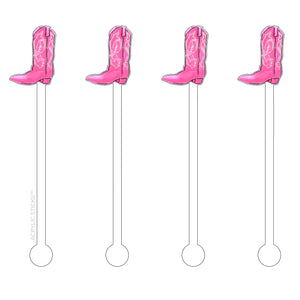 Pretty In Pink Cowgirl Boot Acrylic Stir Sticks