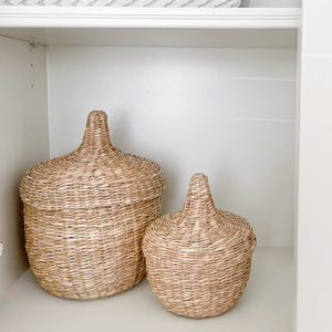 Seagrass Baskets w/ Lids Set of 2