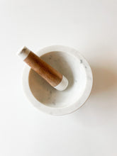 Load image into Gallery viewer, Marble &amp; Acacia Wood Mortar &amp; Pestle
