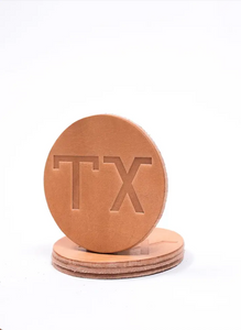 TX Branded Leather Coaster
